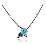 Blue Rose Ring Black Thorns Flower Ring Sterling Silver