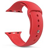 MoKo Apple Watch Band Series 1 Series 2, Soft Silicone Fitness Replacement Sports Band for 42mm Apple Watch All Models, RED (Not fit 38mm Versions)