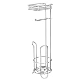 InterDesign Classico - Free Standing Toilet Paper Holder with Shelf for Bathroom Storage - Chrome - 6.5 x 7.25 x 24 inches (Misc.)