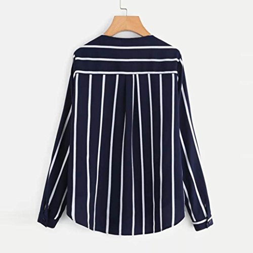 Orangeskycn Womens V-Neck Casual Polka Striped Print Full Sleeve Top Blouse
