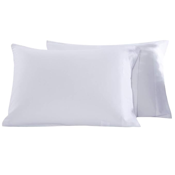 Zoylink 1 Pair Pillow Cover Pillow Sham Solid Color Breathable Bed