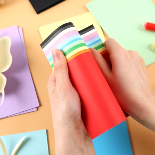 VGOODALL goldfolie 50 Blatt Tonpapier, Farbigen Kopierpapier 12 Farben Bastelkarton TonPapier 10 x 15 cm für DIY Kunst Handwerk Drucken Skizzieren