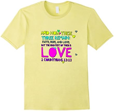 Mens Greatest is Love - Christian Tshirt 1 Corinthians Large Lemon