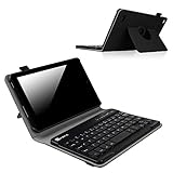 Fintie Keyboard Case for Amazon Fire (Previous Generation - 5th) 2015 release - 360 Degree Rotating Stand Cover with Built-in Wireless Bluetooth Keyboard, Black