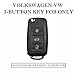 Leather Cover Etui Shell For Volkswagen VW Skoda Seat 3-Button Keyless Entry Remote Flip Car Key Fob Holder Protective Case Bag with Braided Key Chain & Key Rings Auto Accessories Gifts in Black