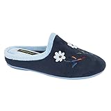 Sleepers Womens/Ladies Alex Flower Trim Mule Slippers (8 US) (Navy/Blue)
