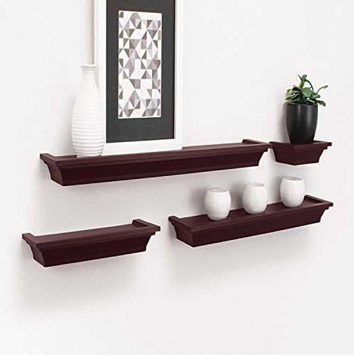 Prountet Set of 4 Wall Mount Shelf Floating Display Home Decor Walnut Shelves Furniture