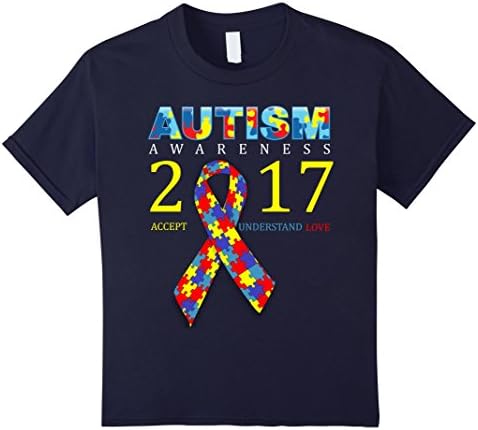Kids Official: autism awareness 2017 shirt-  accept-understand-Lv 6 Navy