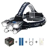 Headlamp Rechargeable, 13000 Lumen 21 Led Brightest High Hard Hat HeadLight, Waterproof Work Flashlight with 9 Modes and Battery Capacity Indicator Light, Head lamp for Camping Hunting Outdoors
