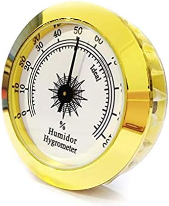 WINBST Digital Display and Analog Hygrometer Gold Analog Hygrometer Round Glass Analog Hygrometer for humidors