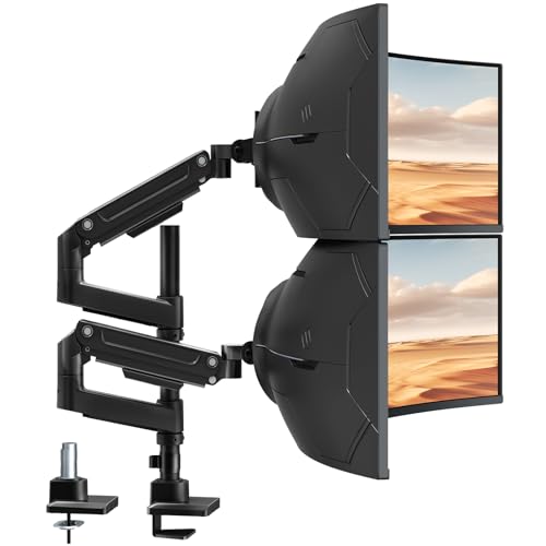 Dual Monitor-Arm Heavy-Duty for 17-49-inch Screens - Premium Vertical Stacked Dual Monitor Arm Desk Mount for Ultrawide Screens up to 44lbs, Fully Adjustability, VESA 75/100 mm, Black