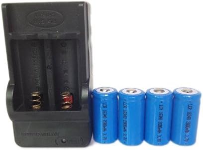Ponnky 4 x 2000mah 3.7v Cr123a 16340 Li-ion Rechargeable Battery +Charger