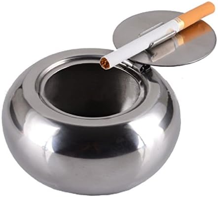 GANGER New Fashion Stainless Steel Drum Shape &amp; Lid Ashtray With Cover Ashtray Car Ashtray Cigarette Cigar Smokeless Ash Tray