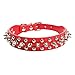 Aolove Mushrooms Spiked Rivet Studded Adjustable Pu Leather Pet Collars for Cats Puppy Dogs (Medium, Red)