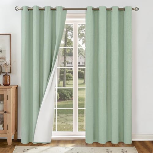 YoungsTex Light Green Linen Blackout Curtains