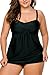 DRAGON VINES Women's Solid Ruched Tankini Top Swimsuit with Triangle Briefs Plus Size XL 2XL 3XL