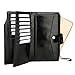 PEIUJIN Women's Large Capacity Luxury Genuine Leather Wallet with Zipper Pocket Smartphone Clutch (Black RFID Blocking)