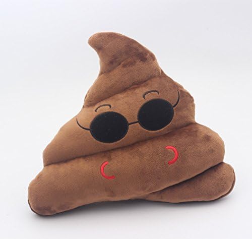 Hynbase 13" Creative Emoji Pillow Sunglasses Plush Throw Pillow Cute Glass Poop