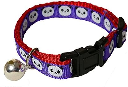 Spoilt Rotten Pets Designer Cat Collar With Bell & Safety Buckle (Purple Panda Bear)