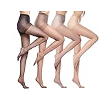 Huluwa Women's Stockings Ultra-Thin Seamless Pantyhoses, Anti-Hook Silk, Comfortable and Smooth, Good Elasticity, 4 Pairs, Assorted Colors