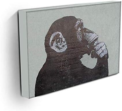 Banksy The Thinker Monkey Stretched Canvas Print 90cm x 65cm