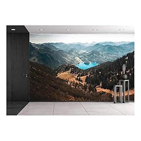 Landscape with Mountains and Valley - Removable Wall Mural | Self-Adhesive Large Wallpaper - 66x96 inches