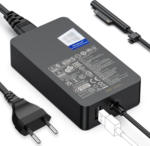 Surface Pro Charger, 65W Surface Charger for Microsoft Surface Pro 3/4/5/6/7/7+/8/9/10/11/12, Surface Laptop 1/2/3/4/5/6/7, Surface Go 1/2/3/4