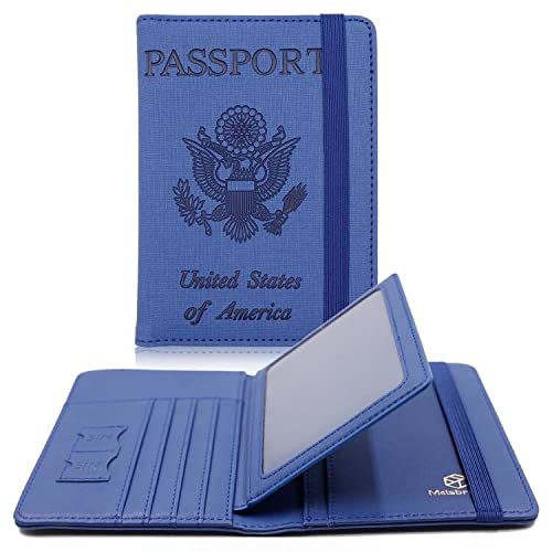 Melsbrinna Passport Holder,Passport Holder Card Slots,Cute Passport cover for Women/Men,Waterproof Rfid Blocking Travel Wallet (Klein Blue)