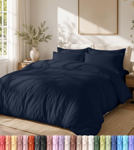 Utopia Bedding Bettbezug-Set mit Kissenbezügen – 3-teiliges Bettbezug-Set mit Reißverschluss – 1 Bettbezug mit 2 Kissenbezügen – Weiches, gebürstetes