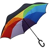 G4Free Double Layer Inverted Umbrella Cars Reverse Open Folding Umbrellas, Windproof UV Protection Large Upside Down Straight Umbrella for Car Rain With C-Shaped Handle