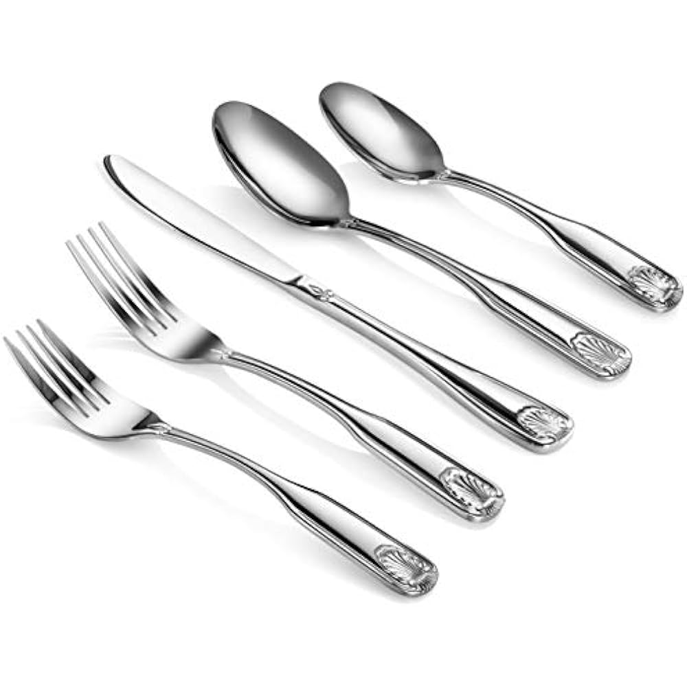 58918 Shell Pattern, 18/0 Stainless Steel, 60 Piece Flatware Set