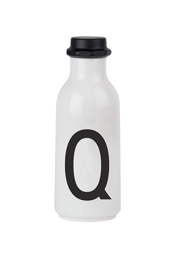 Design Letters Personal Tritan Water Bottle (Q) - 500ml BPA-free and BPS-free Leak-proof Tritan Drinking Bottle in Nordic Design for Adult, Kids, Outdoor, Office, Sports, School, Available from A-Z
