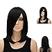Alacos 40cm Short Bob Style Straight Side Parting Night Club Daily Basic Natural Soft Heat Resistant Wig for Woman + Wig Cap
