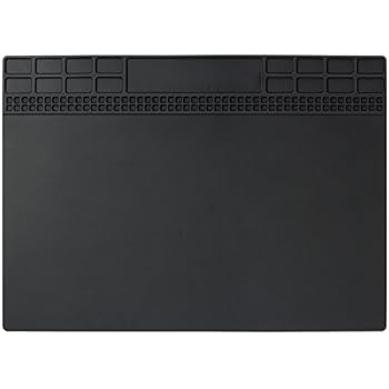 Soldering Mat, Premium Magnetic Silicone Repair Mat, Heat Resistant 932°F Electronics Mat for Cellphone, Laptop, Computer, Solder Station Repair 13.8''x9.8'' Black