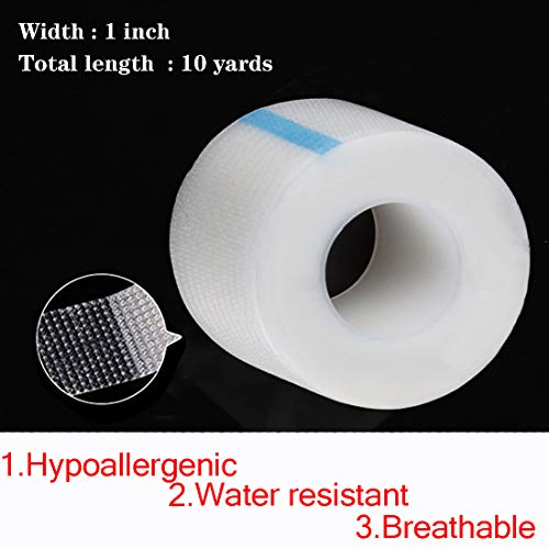 Zehhe 4 Rolls Clear Surgical Medical Tape 1 Inch x 10 Yards Dressing Used for First-Aid Surgical Incisions Wound Care etc, Water Resistant Latex-Free