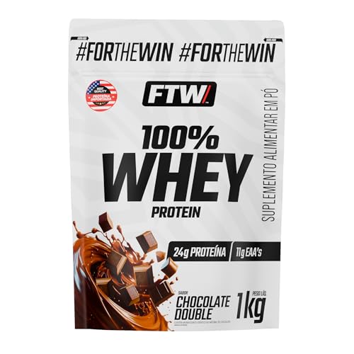 FTW 100% Whey Protein com Proteína Concentrada WPC, para Atletas com Alto Valor Biológico, Suplemento Pós-Treino Sem Glúten - Refil 1kg (Chocolate Double)