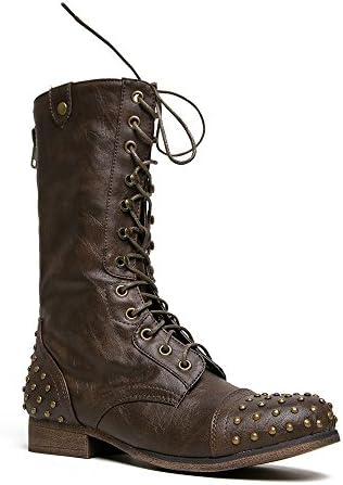Madden Girl Gemini Combat Boot, Brown