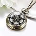 JewelryWe Romantic Peach Cherry Blossom Floral Woman Men Pocket Watch Pendant Necklace with Chain,