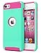 iPod Touch 6 Case,iPod Touch 5 Case,ULAK Dual Layer Slim Protective Hybrid iPod Touch Case Hard PC Cover for Apple iPod Touch 5 6th Generation (Aqua Mint + Rose Pink)