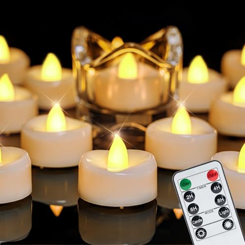 Photo 1 of merrynights Remote Candles, 12PCS Flameless Tea Lights Candles Battery Operated with Timer, 400+Hours Remote Control LED Tea Lights Votive Candles for Holiday Table Centerpieces Decor, 2022MBNBYK