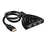Jmday 3 Port HDMI Switch 3 x 1 HDMI Switcher 3 Way HDMI Switch Splitter with Pigtail Cable Supports HDCP 3D 1080P HD Video Audio for Blu-Ray/ROKU/Chromecast/Fire TV Stick/HD-DVD/Xbox one (3 in 1 Out)
