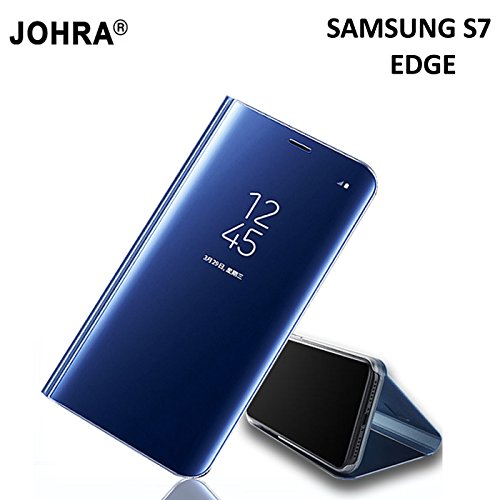 Johra Mirror_Leather_Blue_S7_Edge Flip Cover for Samsung Galaxy S7 Edge (Blue)