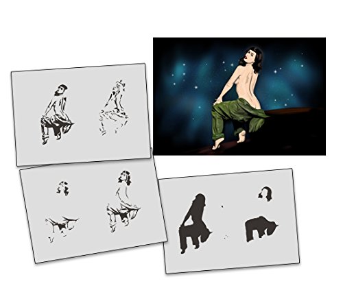 UMR-Design AS-327 Pin Up Military Airbrushstencil Step by Step Size M