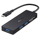 AUKEY USB C Hub with SD/TF Card Reader, Ultra Slim USB C Adapter with 3 USB 3.0 Ports for MacBook Pro 2017/2016, Huawei MateBook, Chromebook Pixel, Samsung S8 and More