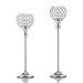 VINCIGANT Modern Silver Crystal Candle Holders/Decorative Candle Lanterns for Anniversary Celebration,Dining Room Coffee Table Decorative Centerpiece/Housewarming Gifts,Set of 2