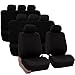 FH Group 3 Row 8 Seater Multifunctional Flat Cloth Car Seat Covers with Gift- Universal Fit for Trucks, SUVs, and Vans Black