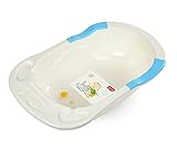 LuvLap Baby Bathtub with Anti-Slip (White&Blue)