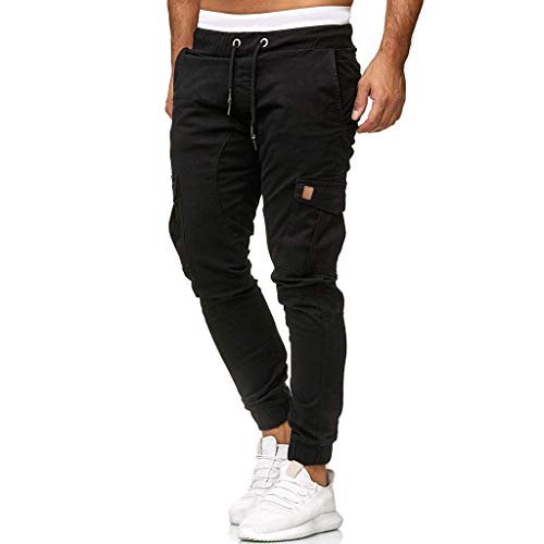 LISTHA Zipper Pocket Sports Pants Mens Personal Elastic Smallfoot Trousers D Black
