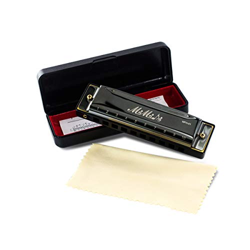 MIMIDI Diatonic Harmonica 10 Holes|Key of C|Harmonica Beginner|Harmonica with Case|Harmonica For Kid and Adult