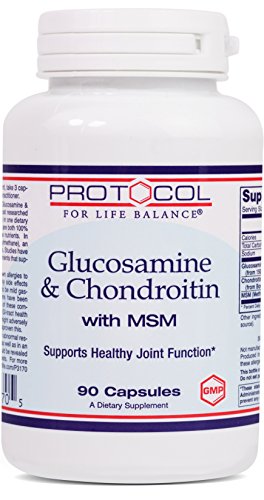 Protocol Glucosamine & Chondroitin with MSM - Joint Support* - Chondroitin MSM Supplement - Non-GMO & Dairy Free - 90 Veg Caps